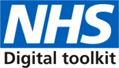 NHS logo with white letters on a blue background.