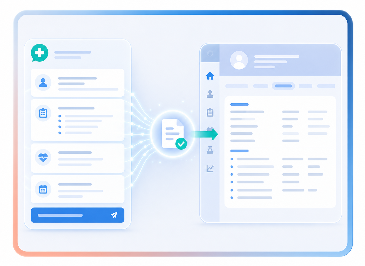 Illustration of automated clinical triage summaries being written back into a patient record.